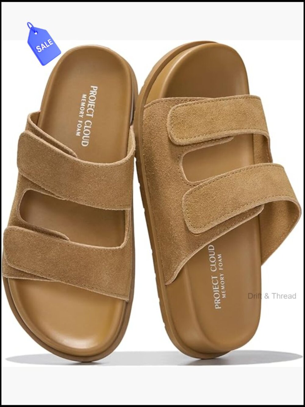 Women's Slide Sandals with Adjustable Straps, Plush Insole, Non-Slip Outsole